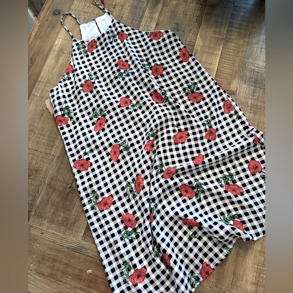Everly Anthropologie Floral Slip Dress. Gingham | Picnic | Women’s Sz-M NWT